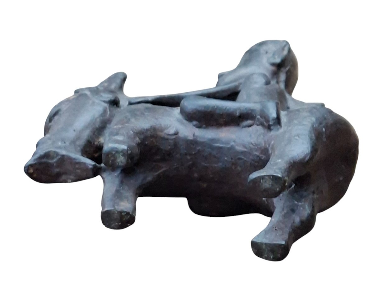 Rare Batak Equestrian Bronze Statuette – Sumatra, 19th Century-photo-3