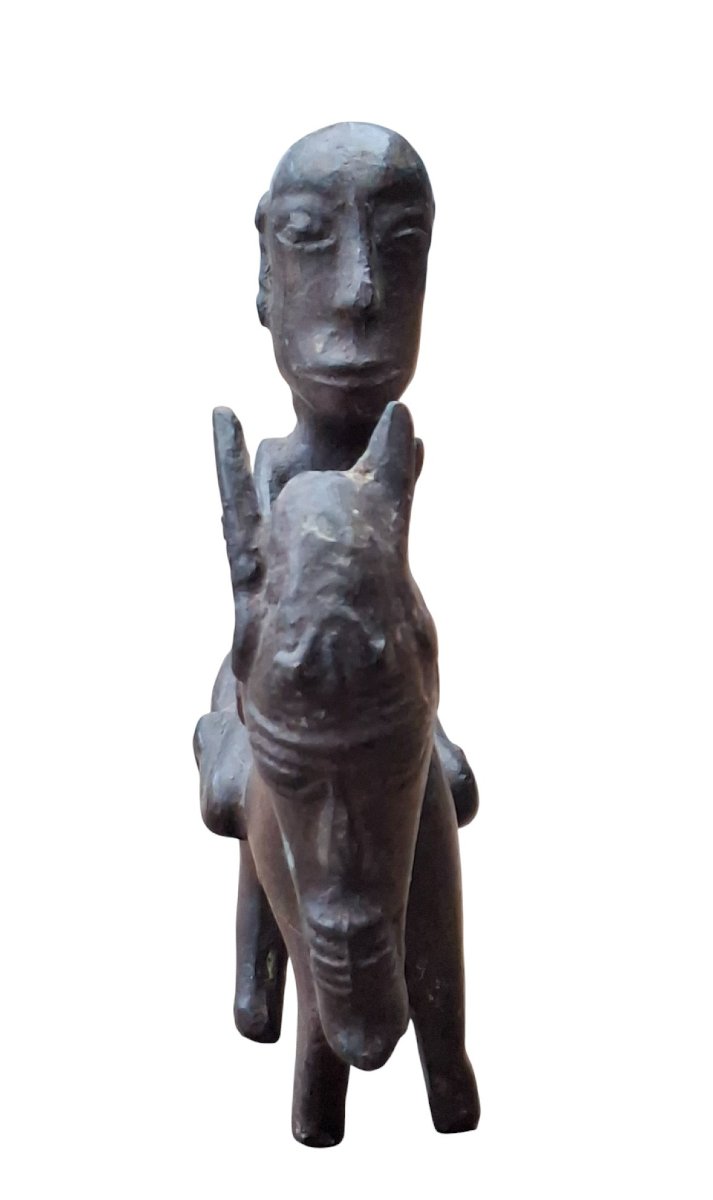 Rare Batak Equestrian Bronze Statuette – Sumatra, 19th Century-photo-4