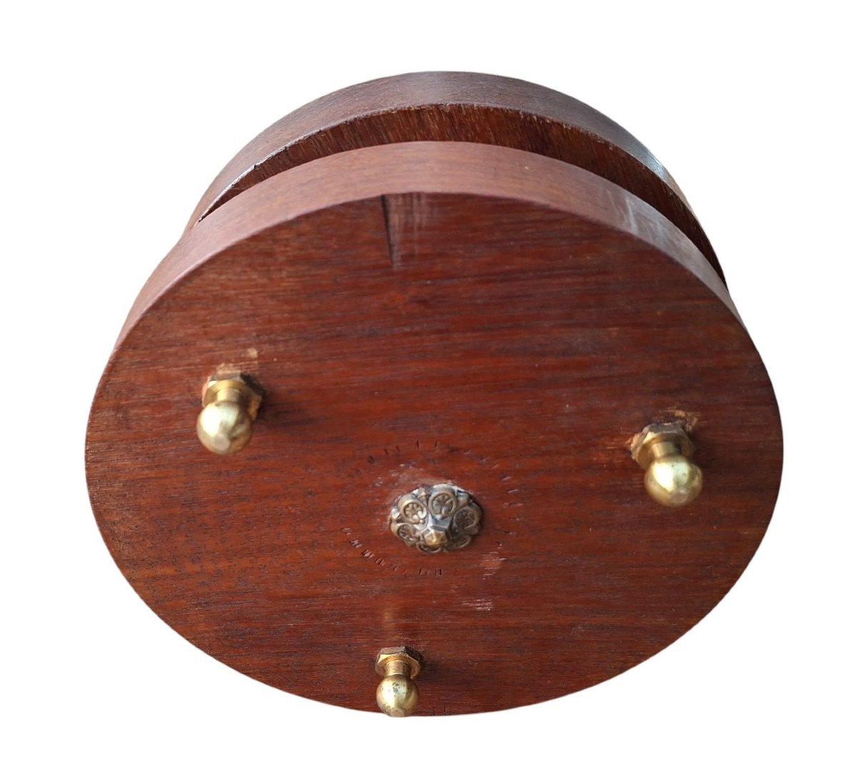 Modernist Cachepot/vase In Brass, Enamel And Teak – Circa 1945–1955-photo-4