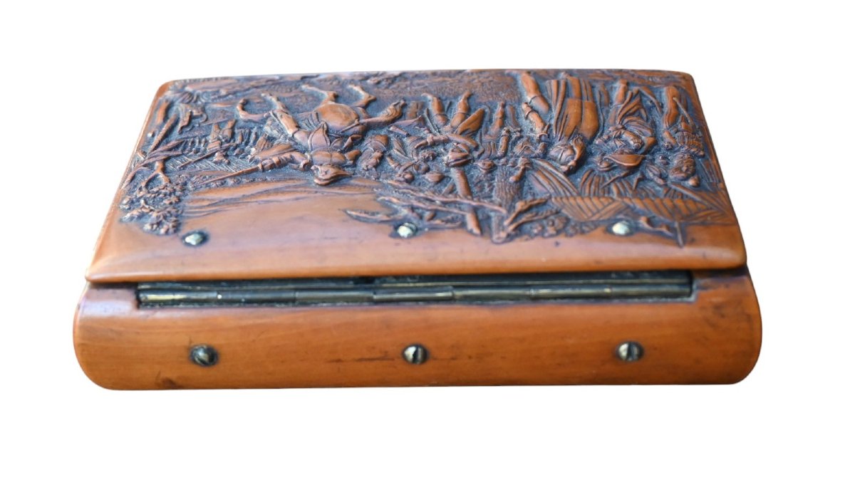 Napoleonic Box In Carved Wood – France, Early 19th Century-photo-1