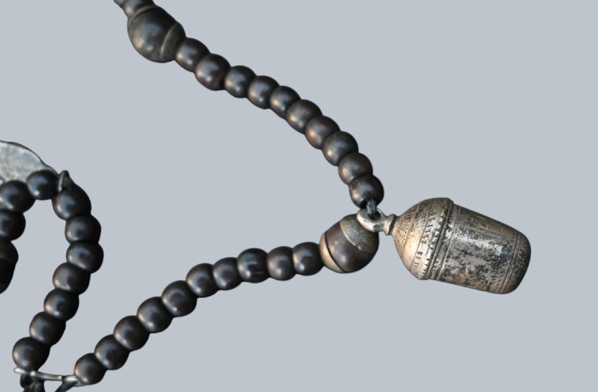 Chapelet en bois avec crucifix et éléments en argent, XVIIIe siècle-photo-2