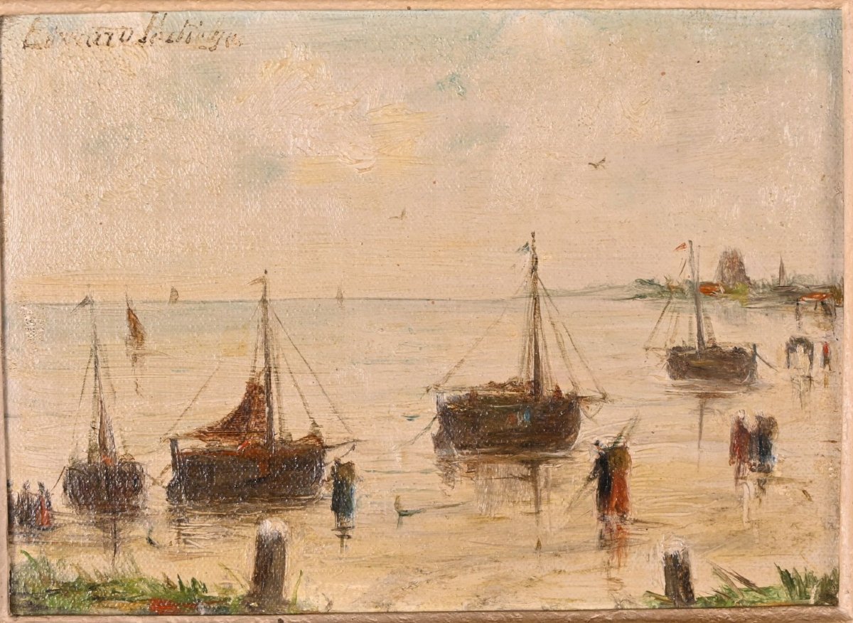 Edward Portieltje (1861-1949) - Marine With Fishing Boats-photo-2
