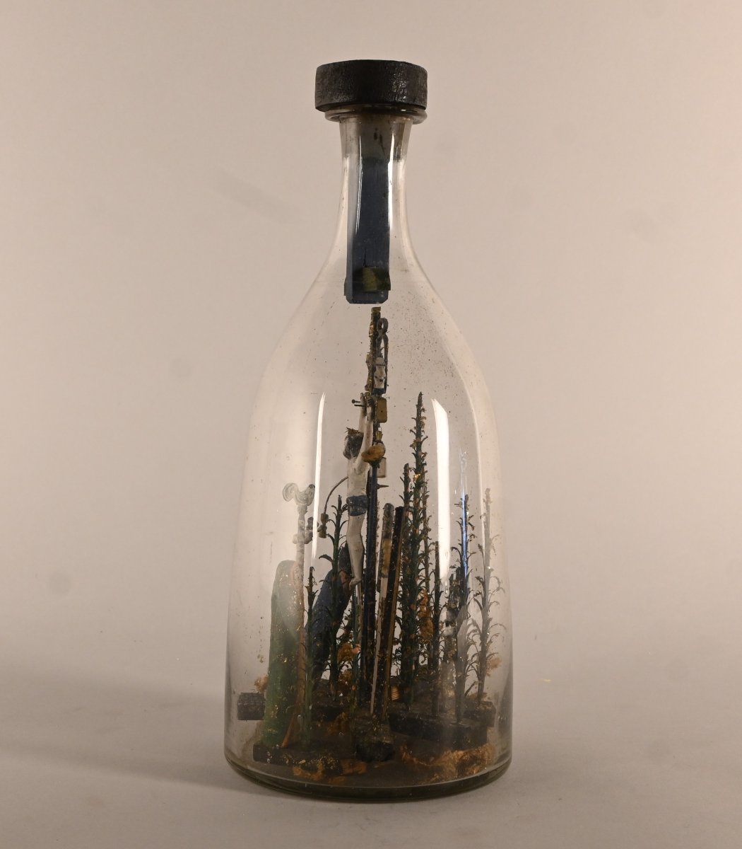 Calvary In A Bottle, Folk Art, Early 20th Century-photo-1