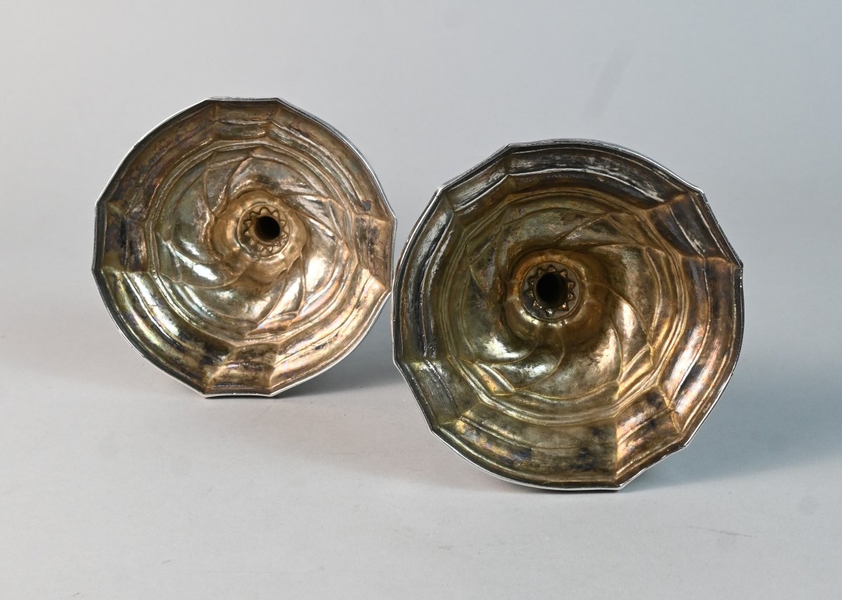 Pair Of Louis XV Silver Candlesticks, Antwerp 1764-photo-3