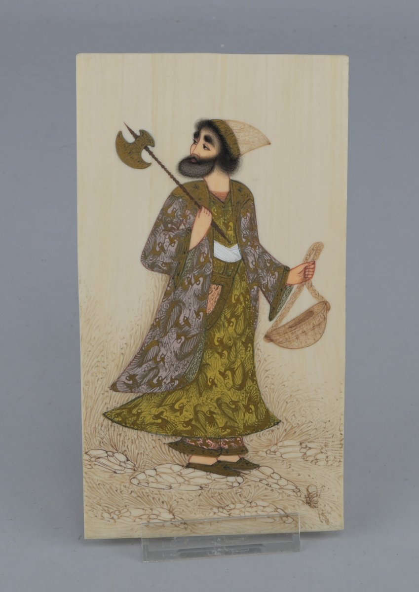 Plaquette miniature peinte à décor de derviche – 10 × 18 cm