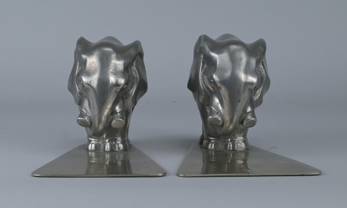 Paire de serre-livres éléphants Art Deco – Gero-photo-3