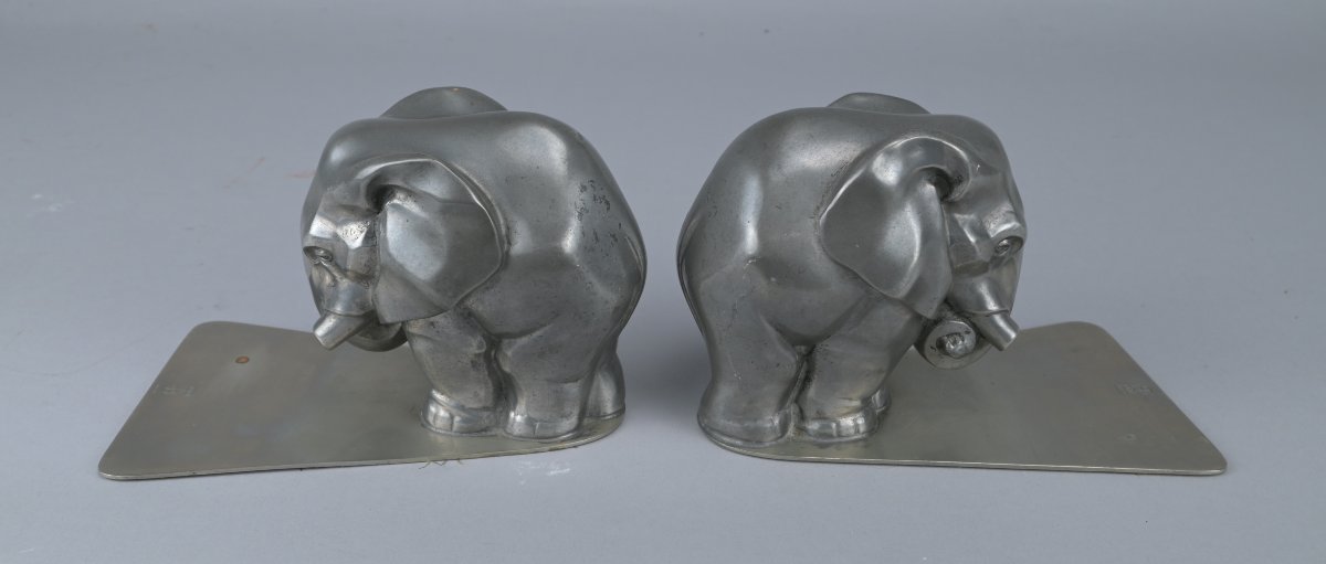 Paire de serre-livres éléphants Art Deco – Gero-photo-2