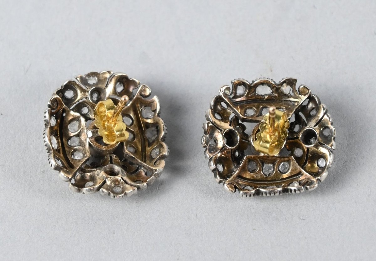 Pair Of 'belle époque'-style Earrings In Gold On Silver-photo-4