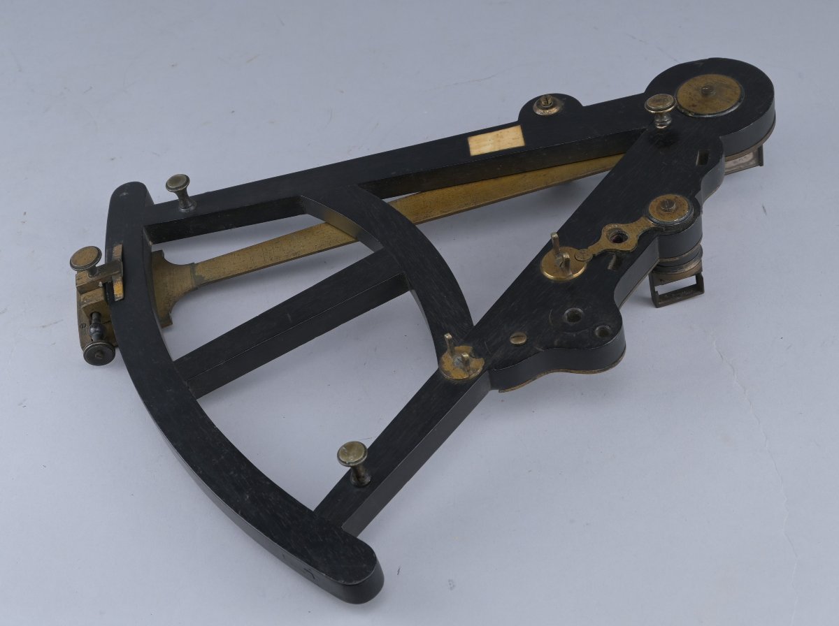 Octant Made Of Ebony And Bone, Messer London, 19th Century-photo-2