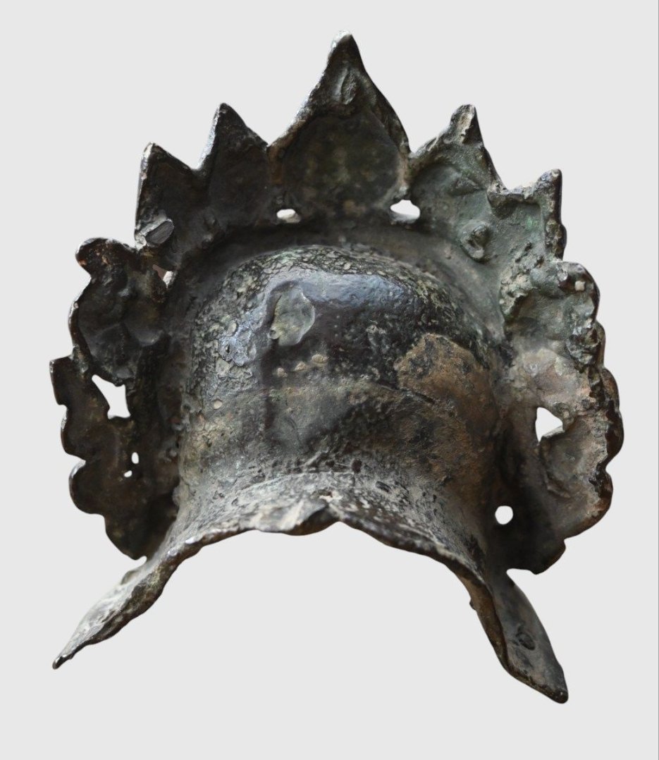 Tête de divinité bouddhique en bronze, époque Ming-photo-2