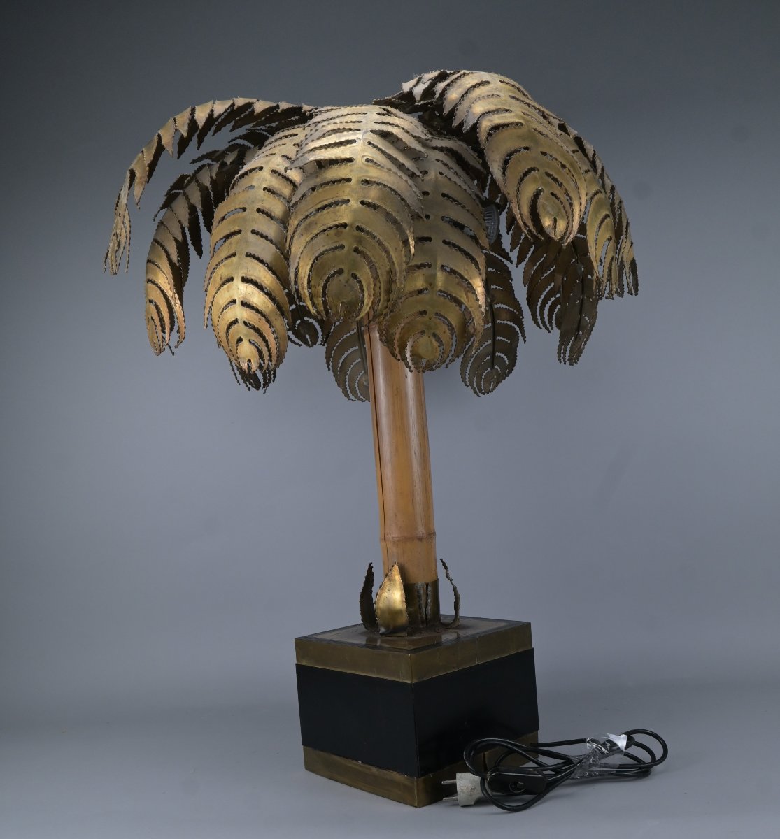 Maison Jansen – Lampe palmier en métal doré- 1970-photo-3
