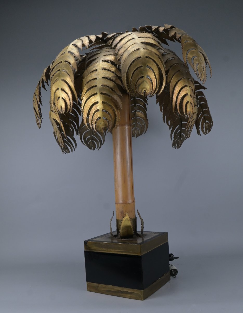 Maison Jansen – Lampe palmier en métal doré- 1970