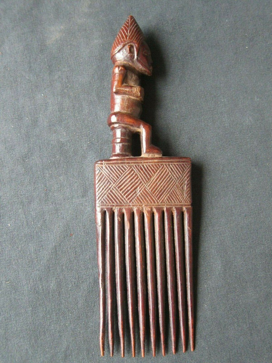 Old Tribal Comb From Chokwe/tshokwe Or Lwena, Dr Congo-photo-3