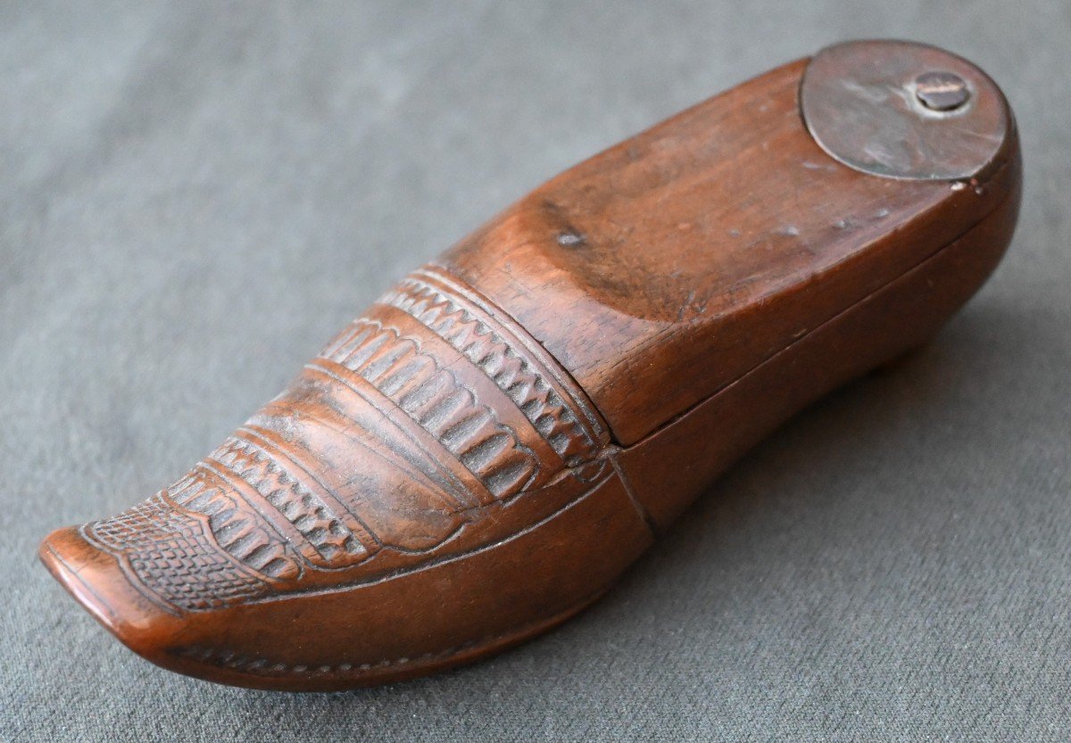 Small Wooden Snuffbox Shoe, 19 Eme-photo-2