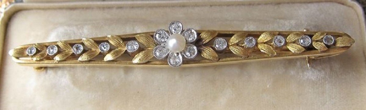 Broche Victorienne Antique En Or 18 Carats Avec Diamants-photo-4