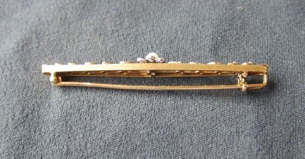 Broche Victorienne Antique En Or 18 Carats Avec Diamants-photo-1
