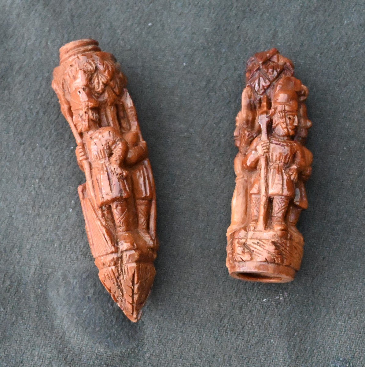 Etui à Aiguilles En Noix De Corozo Sculptée Napoléonienne Du XIXe Siècle, Prisonniers De Guerre-photo-3