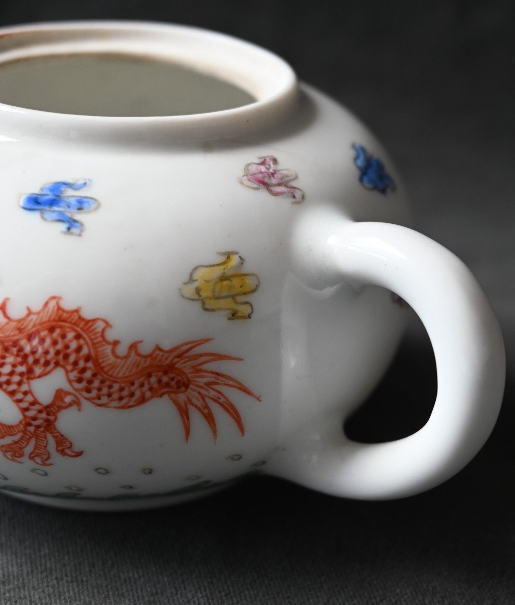 Superbe Théière Ancienne En Porcelaine De Chine Guanxu Marquée Et d'époque-photo-3