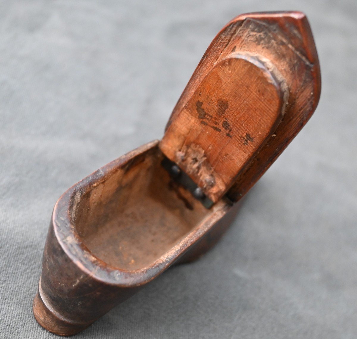 Small Wooden Snuffbox Shoe, 19 Eme-photo-1
