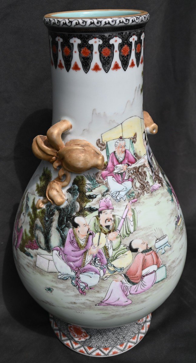 A Beautiful Antique Chinese Porcelain Qianlong Mark Famille Rose Vase-photo-3