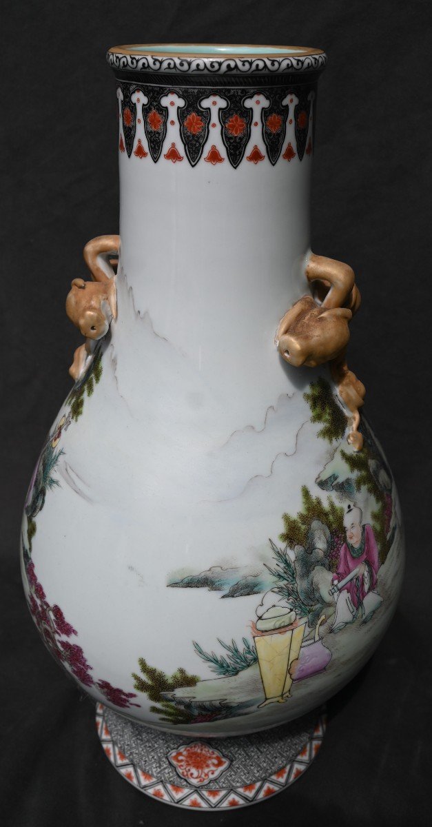 A Beautiful Antique Chinese Porcelain Qianlong Mark Famille Rose Vase-photo-2