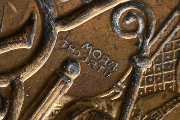 Grand Sceau Cachet  En Bronze Avec Armoiries Blason religieux Importantes-photo-2