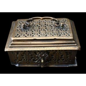 Antique Brass Chest Messenger Box, 17th Century