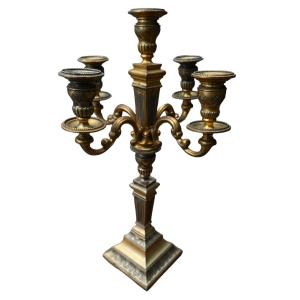 Large Table Candlestick In Gilded Silver