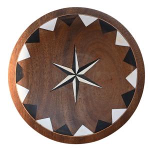 Coupe En Bois Avec Motifs Incrustés