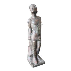 Statue De Saint Sébastien En Terre Cuite Du XVIIIe Siècle