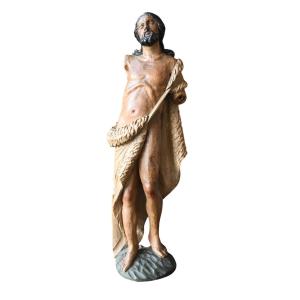 Saint Jean-Baptiste en bois  sculpté, XVIIe siècle
