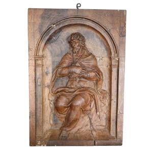  Christ sur la pierre froide, panneau en bois sculpté, XVIIe siècle