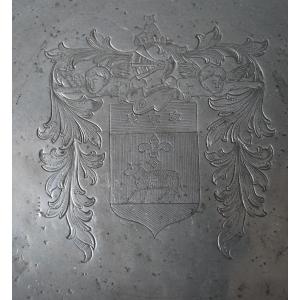 18th Century Pewter Plate With Important Coat Of Arms, 1721