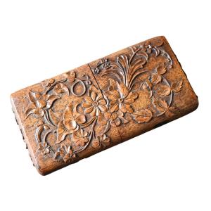 Cigar Case Carved In Wood, 19th Century