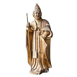 Statue sculptée et dorée de Saint Augustin, 18éme siécle