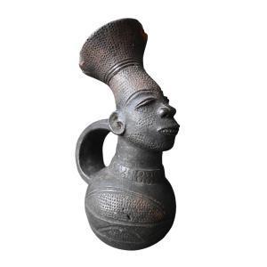 Mangbetu Terracotta Vase, Early 20th Century, Formerly In The A. Francotte Collection (belgium)