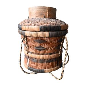 Pende Or Chokwe Lidded Basket – Hand-woven Storage Basket, Early 20th Century