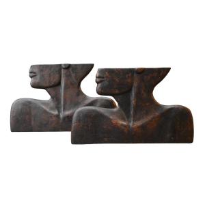 Paire de sculptures modernistes signée “Jean Marie”, attribuée à Louis Smeyers (1923–2009)