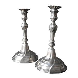 Pair Of Louis XV Solid Silver Candlesticks, Mons (bergen), Circa 1760–1780