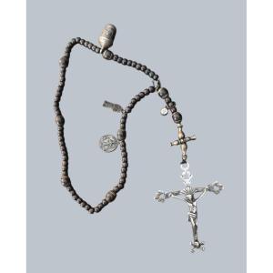 Chapelet en bois avec crucifix et éléments en argent, XVIIIe siècle