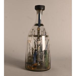 Calvary In A Bottle, Folk Art, Early 20th Century