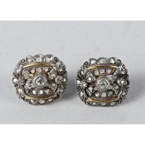 Paire de boucles d’oreilles style 'Belle Époque' en or sur argent