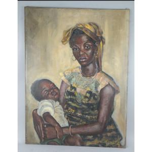 Jean Mulders (1913–?) – Oil On Canvas, African-themed – 1956