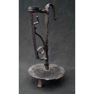 Old Candlestick In Wrought Iron XVIIth Century