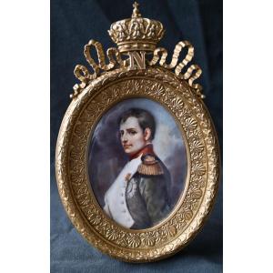 Miniature Peinte Du XIXe Siècle Représentant Napoléon Bonaparte