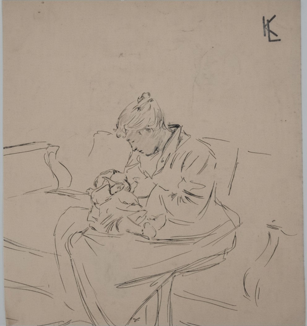 Léopold Franz Kowalski Mother And Child/verso Children's Heads, Visible Double-sided Frame