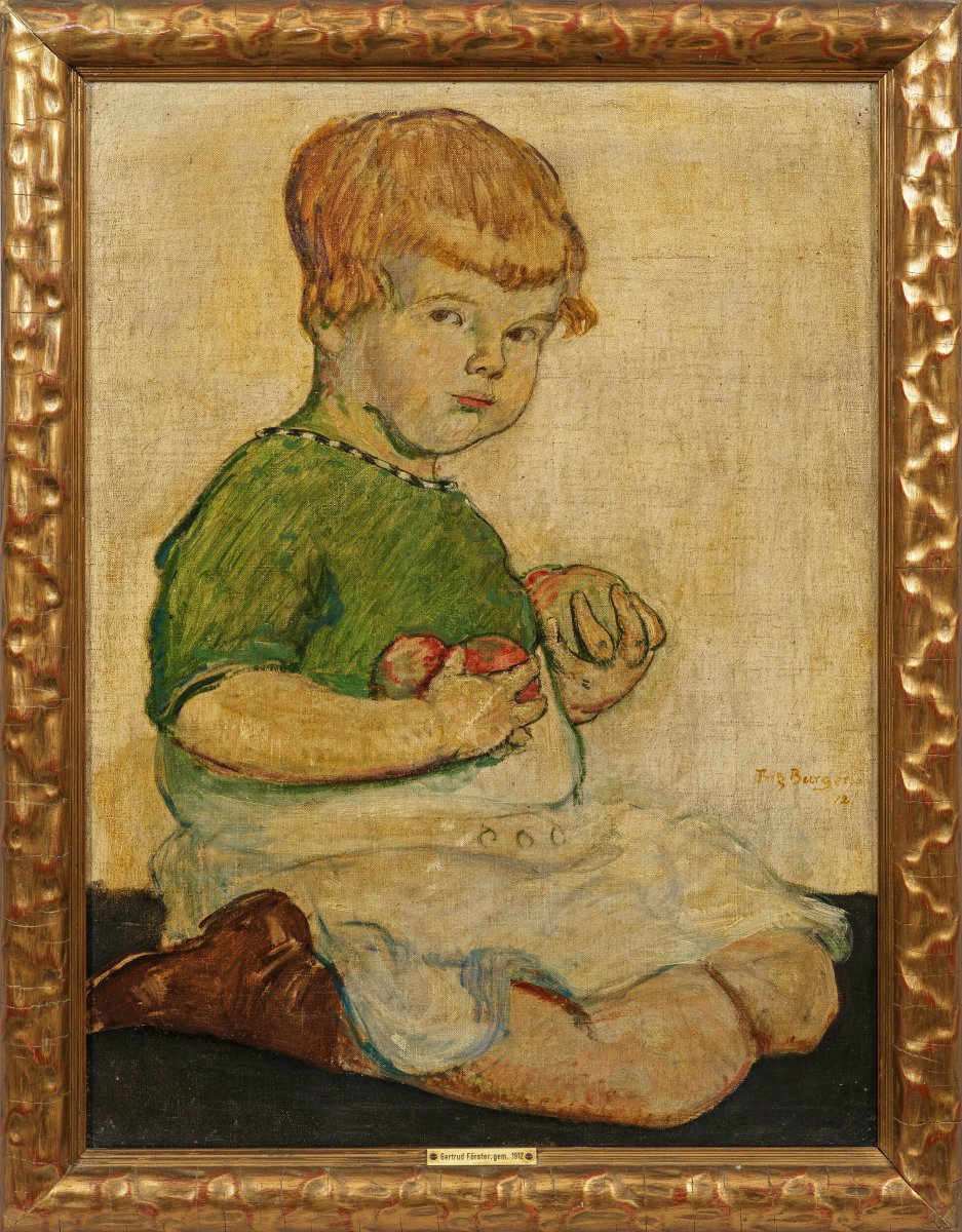 Fritz Burger (1867-1927 ) Portrait de Gertrud trois ans ,huile sur toile,signée et datée1912
