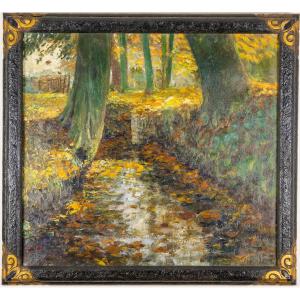 Cambier Louis-gustave (1874 - 1949) Oil On Canvas "the Sonian Forest". Signed Lower Right