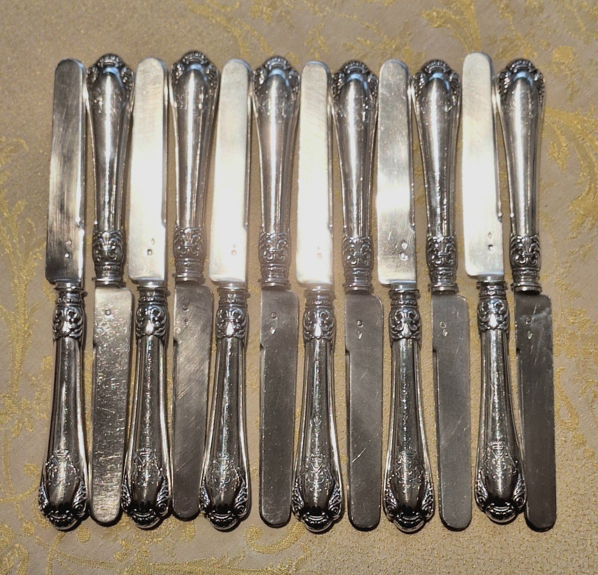 12 Silver Dessert Knives By Henri Soufflot -photo-3
