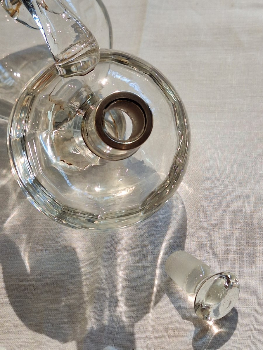 Huilier Et Vinaigrier Art Déco En ctistal moulé Et Argent-photo-4